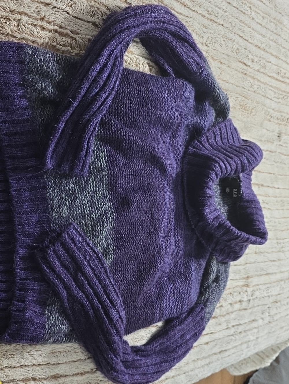 a.n.a Purple Turtleneck Sweater with Gray Accents
